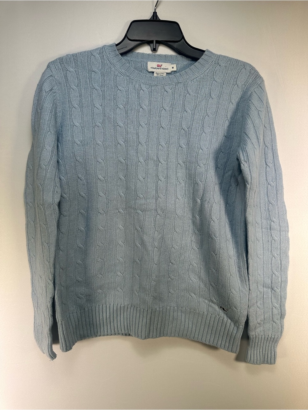 Vineyard Vines Pale Blue Cable-Knit Crewneck Sweater